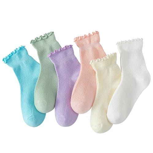 Hstyle 6 Pairs of Ruffle Socks Women, Cute Ruffle Ankle Socks - Image 1