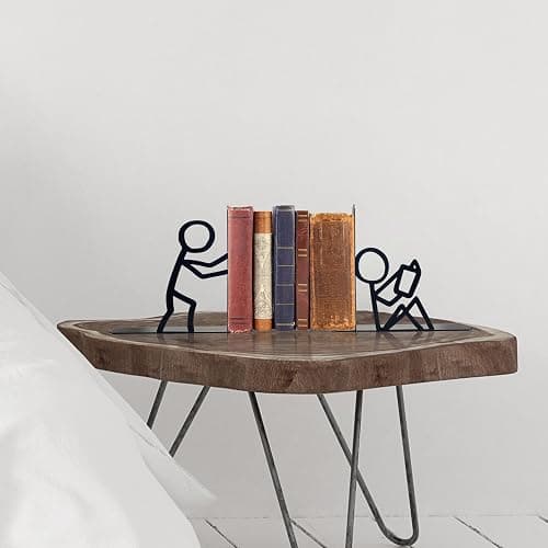 Bookends Decorative Metal Unique Office Desk Bookends Cute Book Ends Reading Decor Bookshelf Decor for Office School Library Bedroom, Book Lovers Gift thumbnail 6