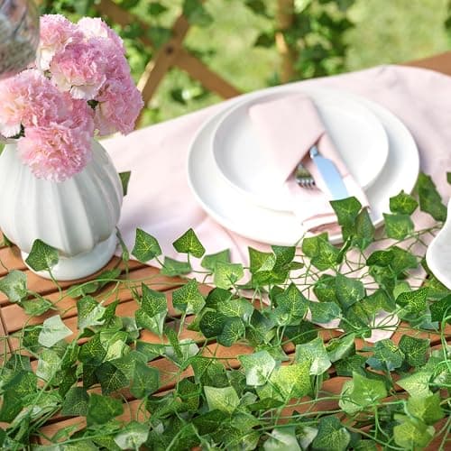 CQURE 12 Pack 84Ft Artificial Ivy Garland, Fake Vines UV Resistant Greenery Leaves Fake Plants Hanging Aesthetic Vines for Home Bedroom Party Garden Wall Room Decor thumbnail 7