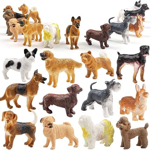 DOITEM Dog Figures for Kids, 12pcs Plastic Realistic Puppy Figurines, Small Dog Cake Topper, Learning Educational Toys Cake Toppers Birthday Gift for Kids Toddlers - Image 1