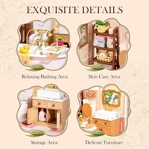 Rolife Super Creator-DIY Plastic Miniature House for Adults, Mini Blocks Model Kit Building Set for Teens 8-12, DIY Crafts/Hobbies/Building Blocks Toys for Teens&Adults (Pop Bubble Bathroom) thumbnail 7