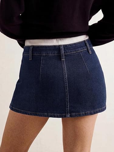 EMMIOL Women Denim Skort Skirt Stretchy Mid Waist Y2K Sexy Mini Skirts Dressy Casual Jean Skorts thumbnail 3
