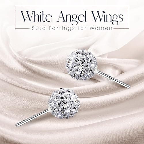 Crystalline Azuria 925 Sterling Silver Woman Earrings with Box Disco Ball White Crystals Dangle Hook Stud Earrings for Women thumbnail 2