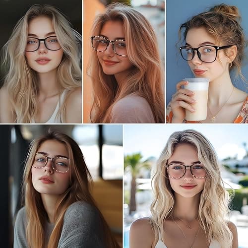 WINTOO Blue Light Glasses for Woman Men | 99% Blue Light Blocking Glasses for Computer Gaming TV Phone Screen Square Frame | Anti Eyestrain & UV Glare Protection - 5 Pair thumbnail 4