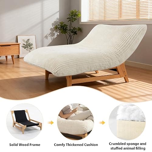 WakeZero Oversized Accent Chairs, Comfy Upholstered Accent Armchairs, Chaise Lounge Loveseat Lounge Cloud Chair Indoor, Giant Bean Bag with Wood Frame for Living Room//Bedroom thumbnail 3