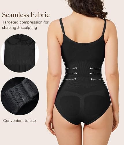 BRABIC Womens' Seamless Sleeveless V-Neck Bodysuit Shapewear Tummy Control thumbnail 2