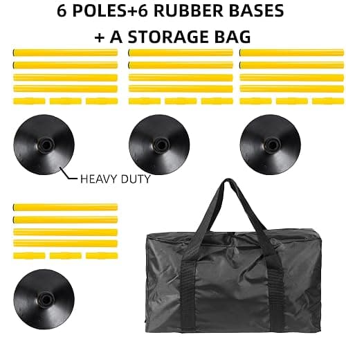 Desyeryamimi 5 FT Agility Training Poles for Soccer/Dog/Horse,Adjustable Football Basketball Speed and Agility Training Equipment,Set of 4 with Round Rubber Base thumbnail 2