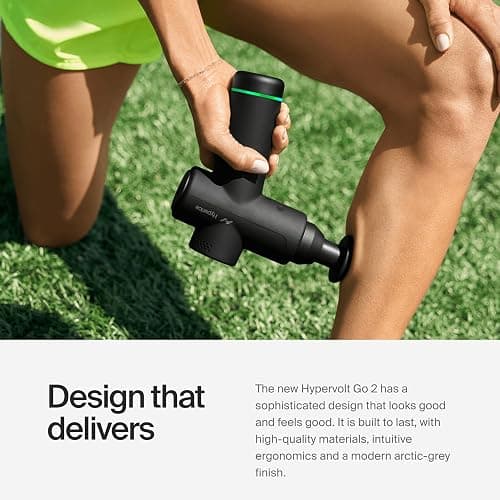 Hyperice Hypervolt Go 2 - Black - Featuring Quiet Glide Technology - Handheld Percussion Massage Gun - 3 Speeds, 2 Interchangeable Heads - Helps Relieve Sore Muscles and Stiffness - FSA-HSA Eligible thumbnail 5