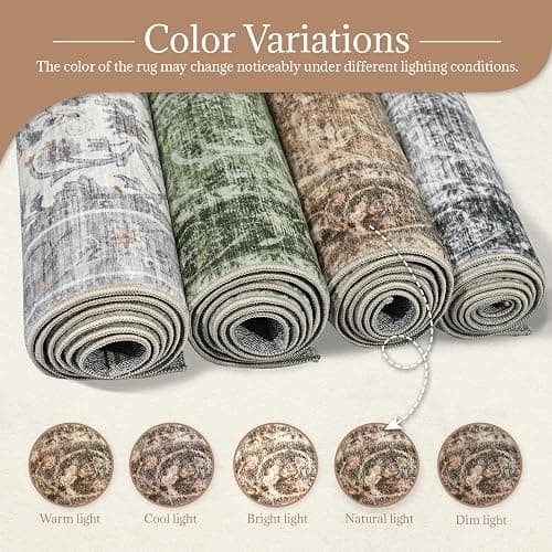 NoiFamo Washable Rugs for Living Room: 8x10 Area Rugs for Bedroom Ultra Soft Non-Slip Stain Resistant Vintage Boho Large Carpet for High-Traffic Dining Room - Farmhouse Decor thumbnail 10