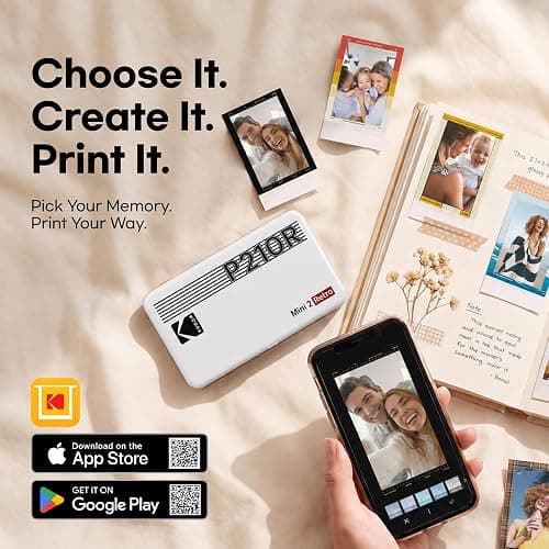 KODAK Mini 2 Retro 2x3 Portable Photo Printer, 4PASS, 38 Sheets, Black | Bluetooth, iPhone & Android Smartphone Compatible, Smudge-Proof, Water-Resistant, Fade-Resistant thumbnail 10
