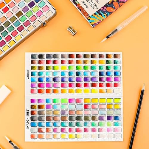 Grabie Watercolor Paint Set, Watercolor Paints, 168 Colors, Painting Set with Coloring Book, Water Brushes and Drawing Pencil, Art Supplies, Perfect Starter Kit for Watercolor Painting thumbnail 2