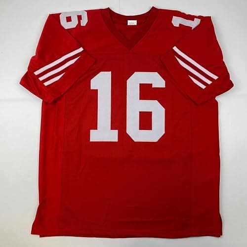 Facsimile Autographed Joe Montana San Francisco Red Reprint Laser Auto Football Jersey Size Men's XL thumbnail 4