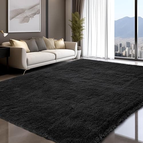 Sour Lemon 8x10 Area Rugs for Bedroom, Living Room Fluffy Rug, Large Area Rug Shag Shaggy Carpet Soft Plush Furry Bedside Rugs, Machine Washable Area Rugs for Kids Girls Boys Home Decor Anti Slip - Black - 8' x 10' (Rectangular) thumbnail 9