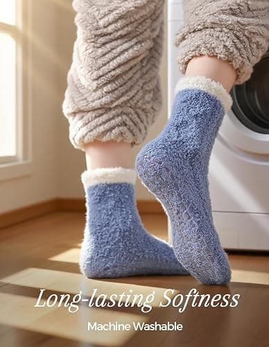 TEHOOK Warm & Cozy Gifts for Women, Fluffy Fuzzy Plush Sleeping Slipper Socks - Soft Warm Fabric thumbnail 2