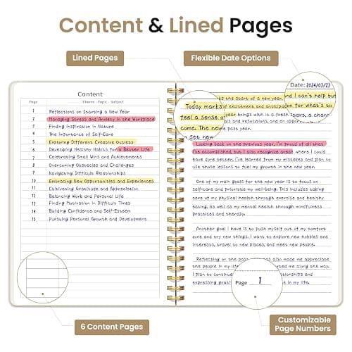 Taja Lined Spiral Journal Notebook for Women & Men, 140 Pages, College Ruled Hardcover Notebook for Work & Note Taking, Journals for Writing, A5(5.7" x 7.9") – Beige thumbnail 3