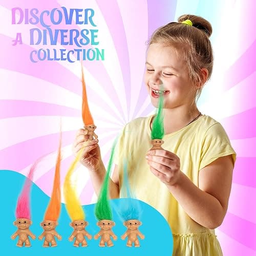 10 PCS Long-haired Lucky Mini Troll Dolls, Assorted Hair Colors, 0.78" Bodies, 2" Hair. Cake Toppers, Action Figures, School Project, Arts and Crafts, Party Favors thumbnail 4