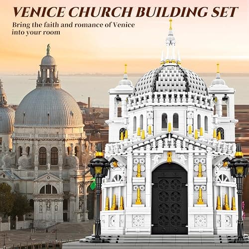 Reobrix Venice Church Building Block Sets for Adults with Lights 55014, Landmark Architecture Venice Santa Maria Della Salute Church Model, Collectible Italy Landmark Building Toy for Adullt (4270PCS) thumbnail 4
