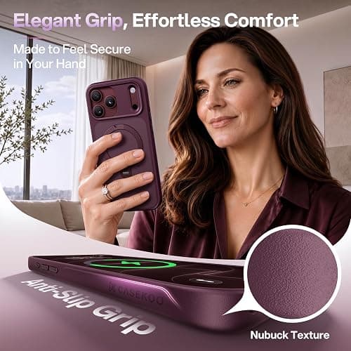 CASEKOO Burgundy for iPhone 18 Pro Max Case with 360 Spin Magnetic Stand | 18FT Mil-Grade Protection, Fit for MagSafe, Shockproof Ring Holder 18 Pro Max Case Slim Ergonomic Frame, Matte Cherry 6.9'' thumbnail 8