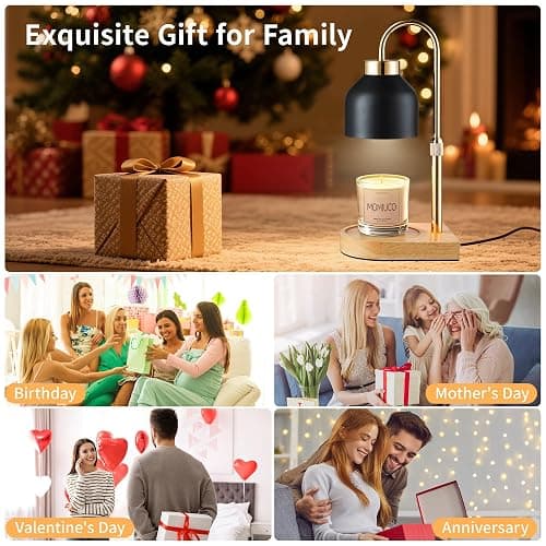 Candle Warmer Lamp with Timer Dimmer, House Warming Gifts New Home Decor, Birthday Gifts for Women Mom, Wax Melt Warmer for Jar Candles, Adjustable Height with 2 Bulbs thumbnail 7