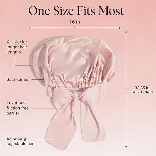 Kitsch XL Satin Bonnet for Sleeping - Softer Than Silk Hair Bonnet For Women - Secure Fit, Adjustable Night Cap For Curly & Textured Hair - Prevents Breakage, Tangles & Thinning - Blush thumbnail 3