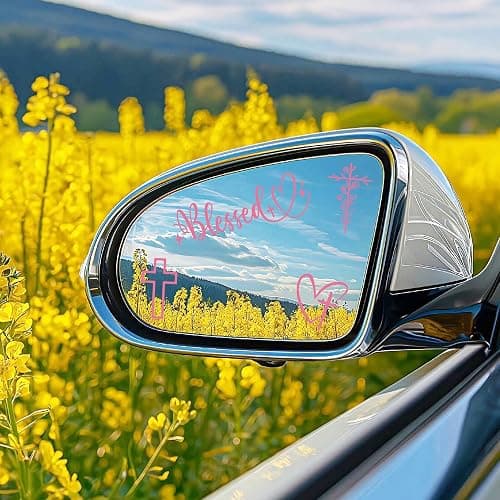 6 Pcs Trust in God Rearview Mirror Stickers, Christian Car Decals Vinyl Sticker, Pink Car Accessories for Women, Jesus Loves You Cross Decal for Cars Auto Window Laptop Decorations (Pink) thumbnail 2