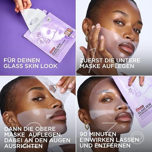 L'Oréal Paris Glass Skin Hydrogel 4er Maskenbox, für aufgepolsterte & glowy Haut, feuchtigkeitsspendend & glättend, [mit Hyaluronsäure], Revitalift Filler, Vorteilsset, 100g thumbnail 4
