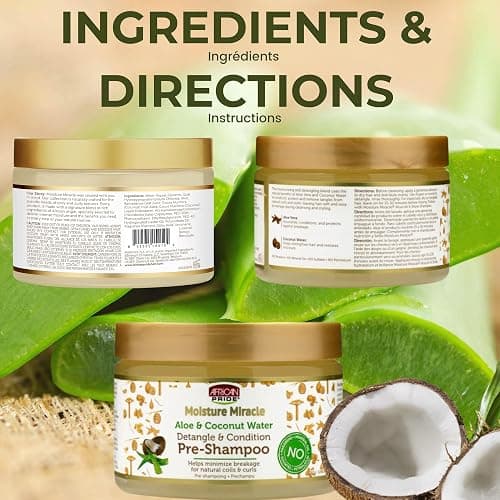 UNIBEAUTIES Hair Detangler Hair Treatment Pre-Shampoo Bundle made for 2 Pack African Pride Moisture Miracle Aloe & Coconut Water Pre-Shampoo & unibeauties Hair Care Kit- Detangling Hair Brush,Shower Caps& Microfiber Hair Towel thumbnail 3