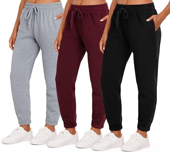 Real Essentials 3 Pack: Women's Fleece Jogger Sweatpants (Available in Plus Size) - Image 1