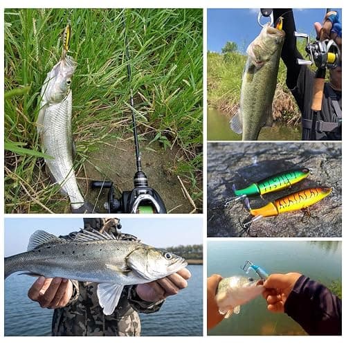 RTGSE 10Pcs Whopper Fishing Lure for Bass Popper Top Water Fishing Lures with Floating Rotating Tail Barb Treble Hooks in Saltwater Freshwater Plopping Lures Kit thumbnail 5
