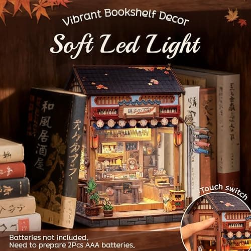 Cutefun Book Nook Kit - DIY Miniature House Kit for Adults, Teens and Beginners, Japanese Izakaya Booknook Tiny House Bookshelf Decor 3D Wooden Puzzles, Gifts for Friends and Family (Izakaya Shop) thumbnail 4
