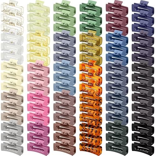 XunYee 60 Pcs Hair Clips Bulk Hair Claw Clips for Women Girls 4.1 Inch Large Rectangle Non-slip Square Strong Hold Jaw - Image 1