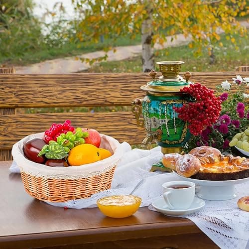 Nicunom Wicker Bread Basket for Serving, 12 In Large Woven Bread Baskets with Removable Liner & Cover, Sourdough Bread Serving Basket Fruit Basket for Kitchen Picnic Entertaining Gift thumbnail 2