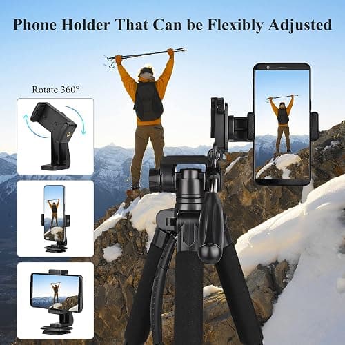VICTIV 74” Camera Tripod, Tripod for Camera and Phone, Aluminum Professional Tripod Stand for Canon Nikon with Carry Bag and Phone Holder, Compatible with DSLR, iPhone, Spotting Scopes, Max Load 9.5Lb thumbnail 7