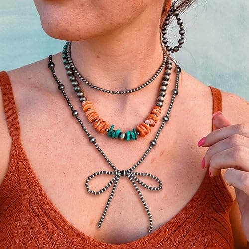Navajo Pearl Bow Necklace Western Jewelry for Women Cowgirl Turquoise Necklaces Jewelry - 1 thumbnail 2