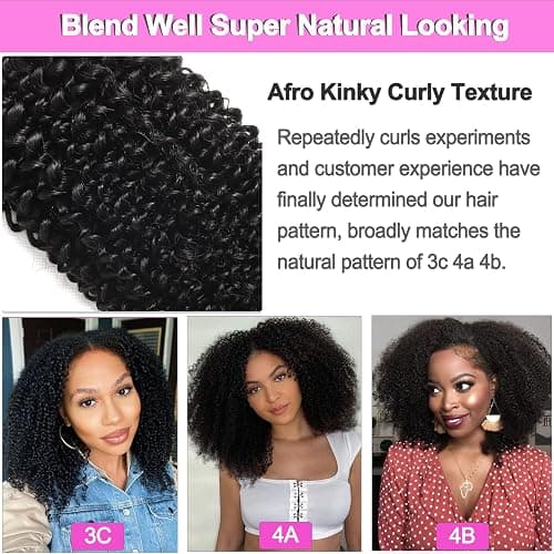 Kinky Curly Clip in Hair Extensions Human Hair 14 Inch 3C 4A Kinky Curly Hair Extensions Clip Ins for Black Women Double Weft Real Brazilian Remy Human Hair 7 Pcs with 24 Clips,Natural Black thumbnail 7