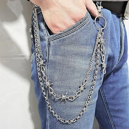 Vivian&CD Jean Chain Belt for Men&Women, Pocket Chain Goth Punk Chain Belt Chain Layered Chunky Pants Chain and Vintage Hip Hop Wallet Chain Jewelry Accessory for Women Men thumbnail 3