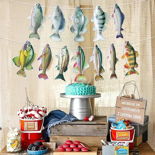Abilat Gone Fishing Hanging Banner Fish Birthday Party Decorations for Kids Adults Bass Fishing Tournament Supplies Fish Themed Party Supplies Under The Sea Decor thumbnail 9