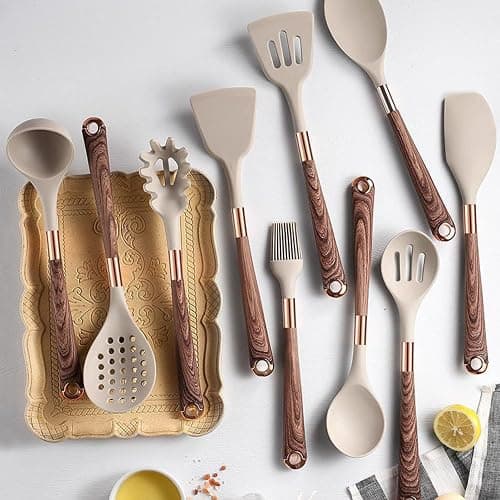 Kitchen Utensils Set of 11 with Holder, Silicone Cooking Utensils Set, Spatula Sets, Heat Resistant Non-Stick Kitchen Utensils, Kitchen Utensil Gadgets Tools BPA-Free Silicone Utensils thumbnail 2
