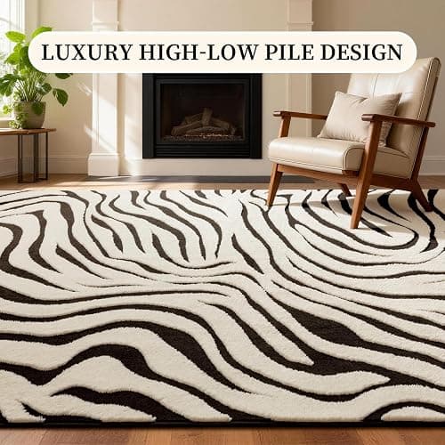 YIHOUSE 2×3 Ft Entryway Rugs: Washable Zebra Striped Small Rug - Modern Black and Cream White Rug for Indoor Entrance Bedroom Bathroom Home Decor - Nonslip Non-Shedding Carpet thumbnail 4