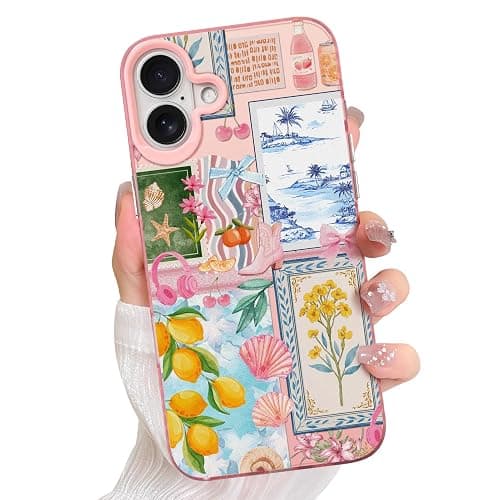 Jefonha Compatible with iPhone 17 Case Cute Aesthetic for Women Girls, Classic Retro Italian Lemon Flowers Vintage Collage Phone Case, Shockproof Protective Cover - Image 1