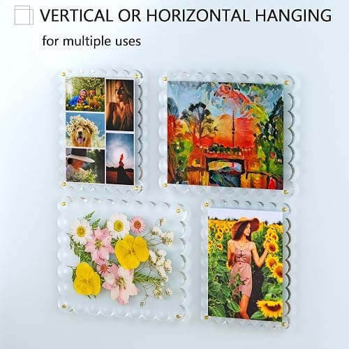 11X14 Acrylic Picture Frame for Wall, Frameless Clear Photo Frame with Scalloped Edge, No Drill Floating Frame for Diploma Certificate Degree Document & Poster/Painting/Artworks Display (1 Pack, Scalloped edge) thumbnail 5