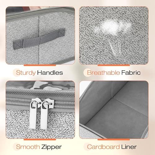 Rnhiehd Hat Organizer for Baseball Caps, Hat Storage with Large Clear Window for Closet, Hat Box with Cardboard Liner, Dust-Resistant, Stackable, Holds 12-15 Caps, Grey thumbnail 5