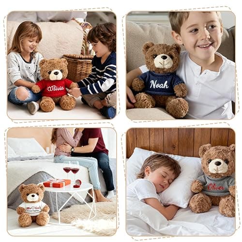 SCZQOVR Personalized Teddy Bear with Name, 12 Inch Custom Stuffed Animal for Kids, Girls, Boys and Couples, Plush Toy Gift for Valentine's, Christmas & Birthday thumbnail 7