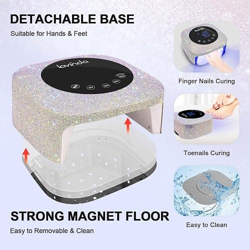 Lavinda UV LED Nail Lamp, 54W Rechargeable Cordless Nail Lamp Nail Dryer Gel Polish UV Nail Light with 4 Timer Setting, Professional Quick Dry Curing Lamp with Display Auto Sensor for Salon & Home thumbnail 6