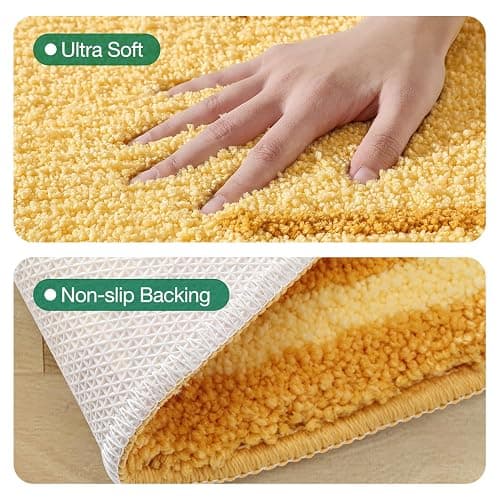 LUMI Floral Bathroom Rug, Absorbent Non Slip Bath Mat, 20"x36" | Sunflower, Soft Plush Microfiber, Quick Dry, Washable Yellow Bath Mats for Shower Floor, Sink Bathtub, Bedroom, Kids Room thumbnail 6