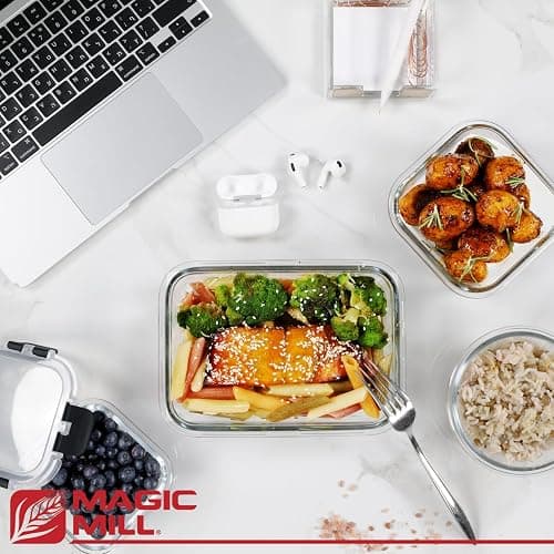 Magic Mill Premium Borosilicate Glass Food Storage Containers with lids Set | 24pc Sets with 12 Bowls & 12 Airtight Locking Lids for Lunch & Meal Prep, Safe for Oven, Freezer, Dishwasher, BPA-Free thumbnail 6