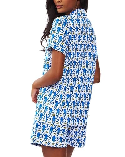 HMPEAIIY Women Y2k Pajamas Set Cute Preppy 2PCS Button Down Holiday Monkey Shorts Summer Outfit Beach Vacation Loungewear Pjs thumbnail 5