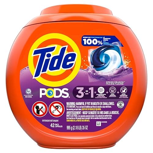 Tide PODS laundry detergent pacs, 3-in-1 Stain Remover, Odor Fighter, Color Protector, 42 Count, HE compatible, Spring Meadow Scent thumbnail 13