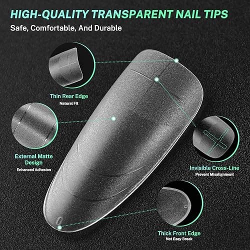 JODSONE Oval Fake Press on Nails Pre-shape Round Gel for Full Cover Acrylic Round Oval Full Nail Tips 12 Sizes 360Pcs for DIY at Home thumbnail 4