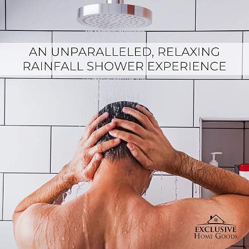 Rainfall 6" High Pressure 2.5 GPM Shower Heads with Anti-Clog 90 Rubber Jets - 360° Rotation Adjustable Rustproof Bathroom Shower Head thumbnail 7